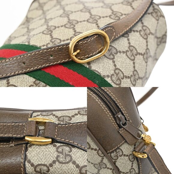 GUCCI Logo Sherry GG Pattern Shoulder Bag PVC Leather Brown Italy 32YH591 - Picture 8 of 16